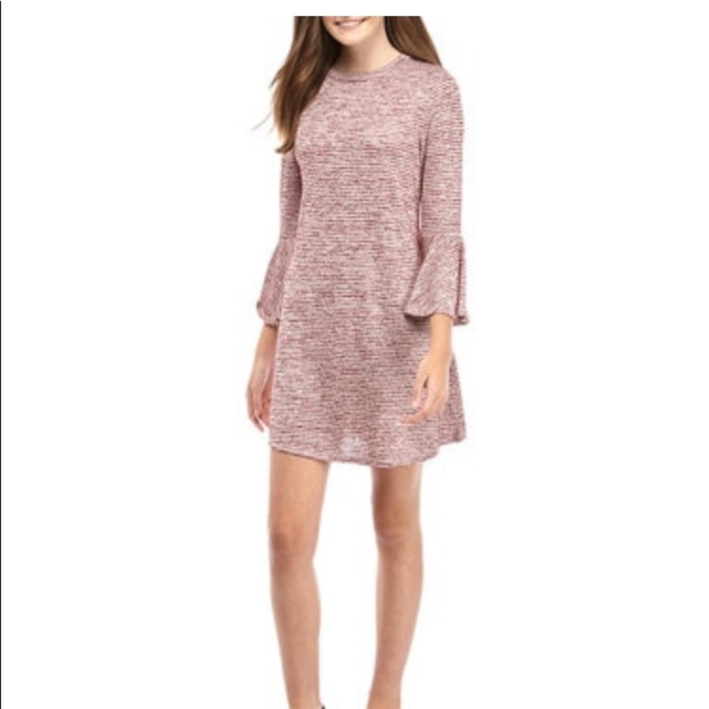 Speechless Bell Sleeve Stripe Hacci Dress